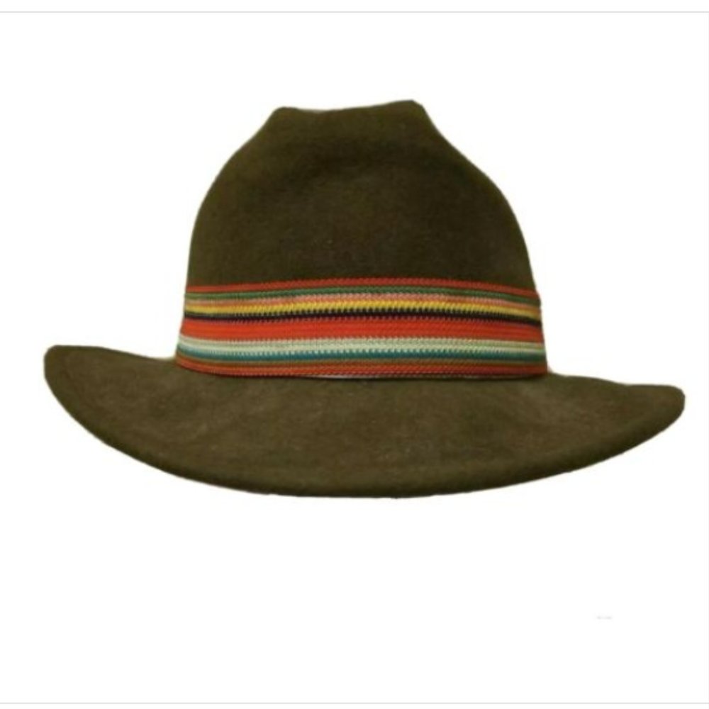 Vtg Sima International 100% Wool Fedora Hat w/ Leather/ fabric Trim Sz S (7.25")